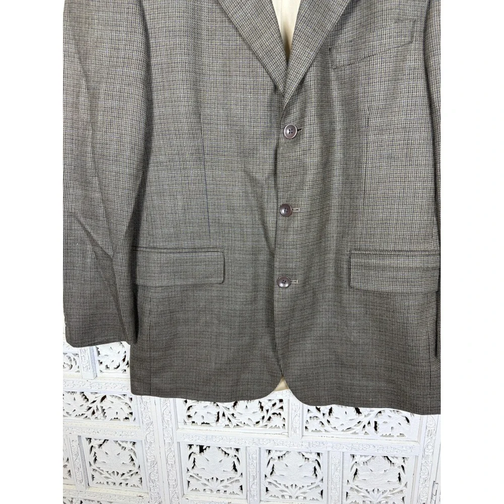 Nautica Lambswool Plaid 3 Button Blazer Mens 41R Career Academia Business‎